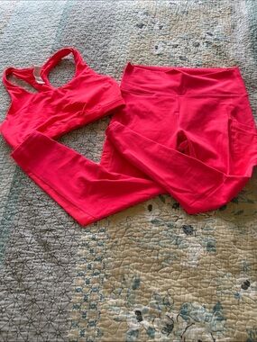 Fabletics Bright Pink Activewear Set - Sports Bra & Leggings